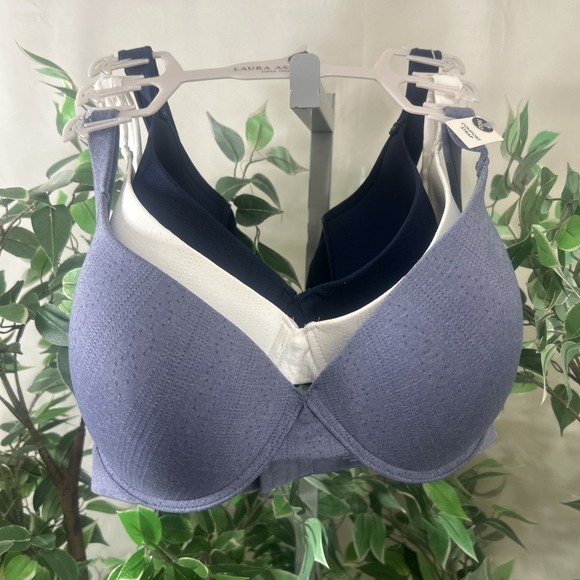 Laura Ashley 3 Pack Comfort Strap Bras 38DD LS3997 NEW - Picture 1 of 6